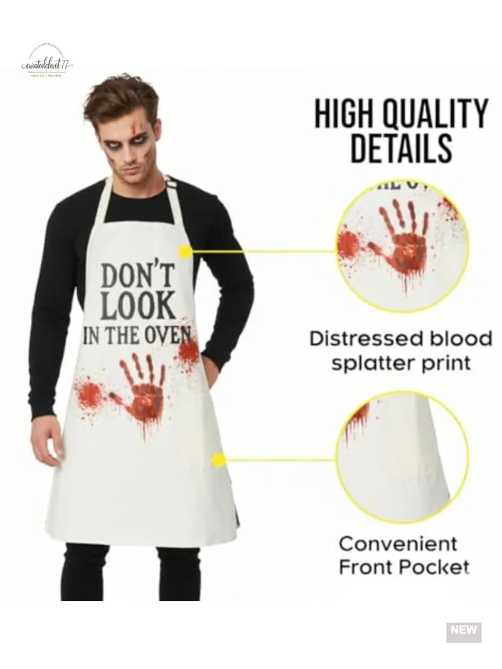 Halloween Apron Funny Blood Splatter Bib Adjustable Cooking Grilling Gift